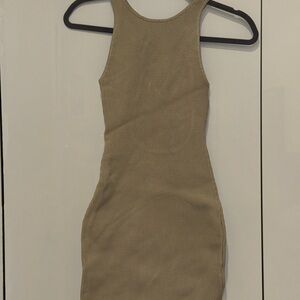 Aritzia Ribbed Mini Dress in Beige